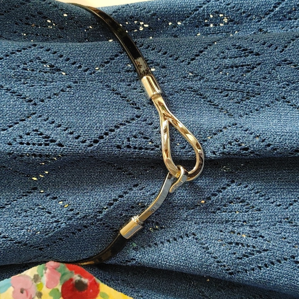 Amiee Lynn Black Patent Leather Adjustable Belt Gold Hook & Loop